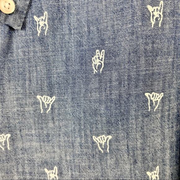 Bonobos Riviera Slim Fit Hand Signs Chambray Denim Shirt 2X - Picture 5 of 7